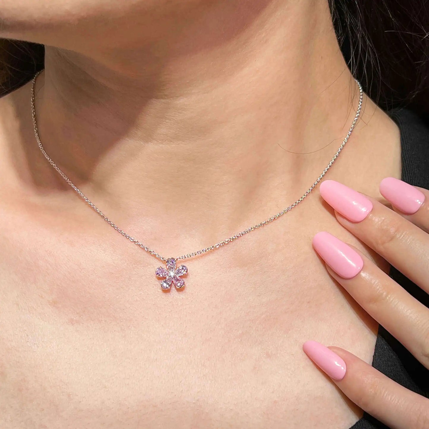 1.09ct Fancy Pink Pear Shape Diamond Necklace