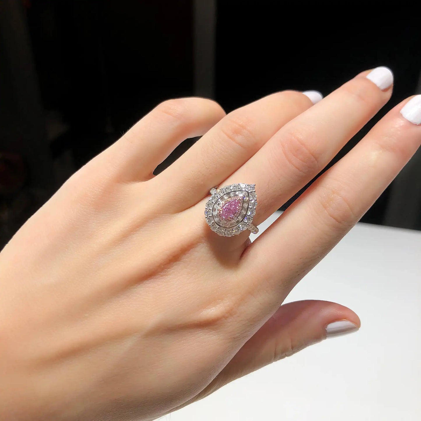 1.93ct Pear Cut Fancy light Pink Diamond Ring