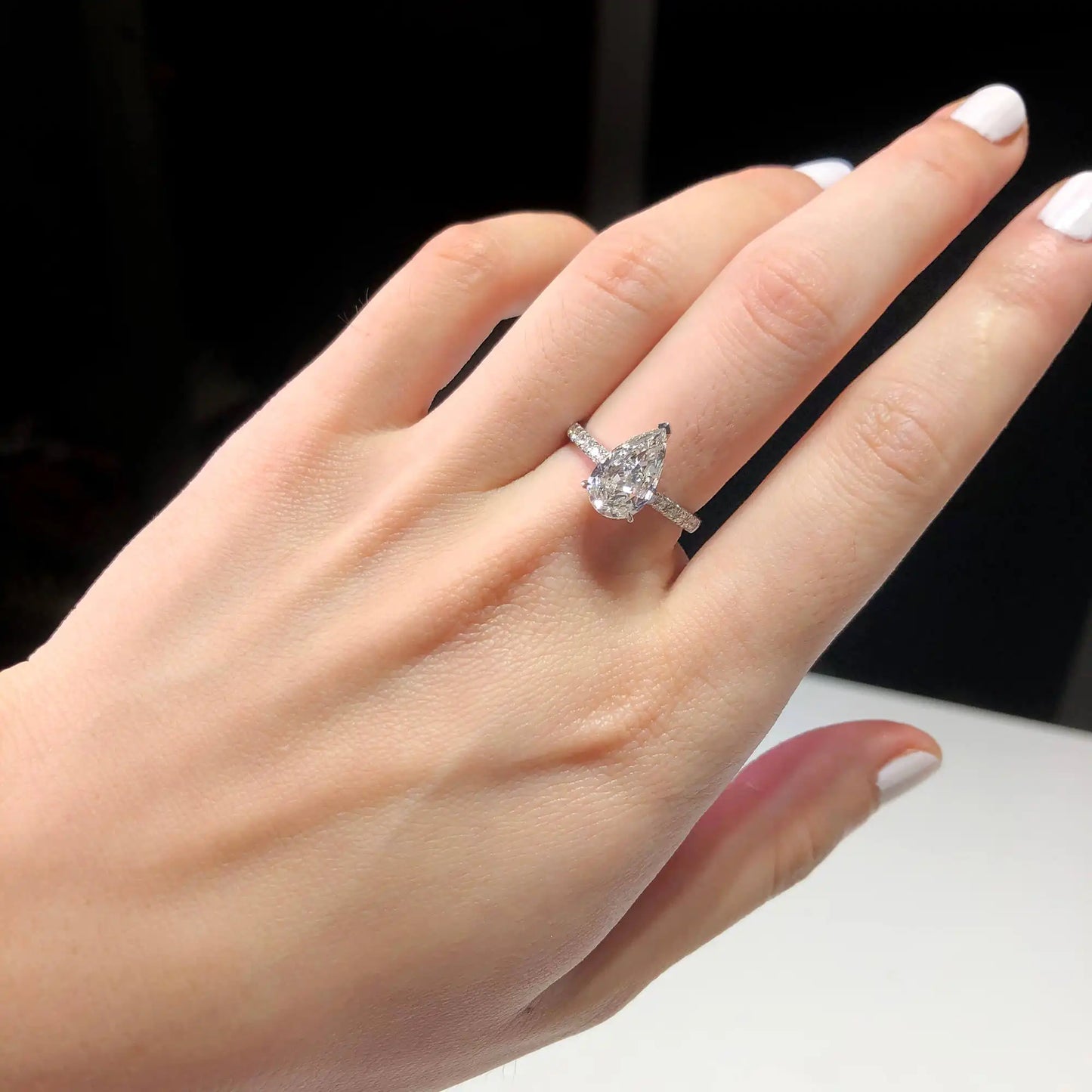 2.28ct Pear Cut White Diamond Ring