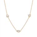 3-Stone Bezel Set Diamond Station Cable Chain Minimalist Necklace