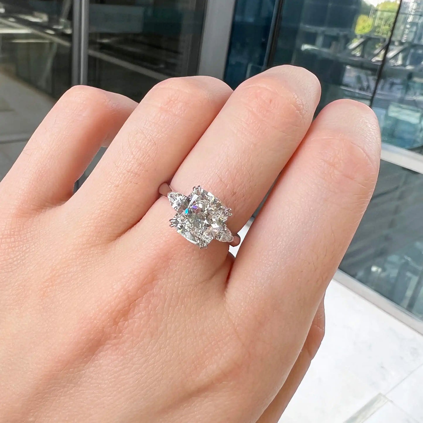 3.49ct Cushion Cut White Diamond Ring