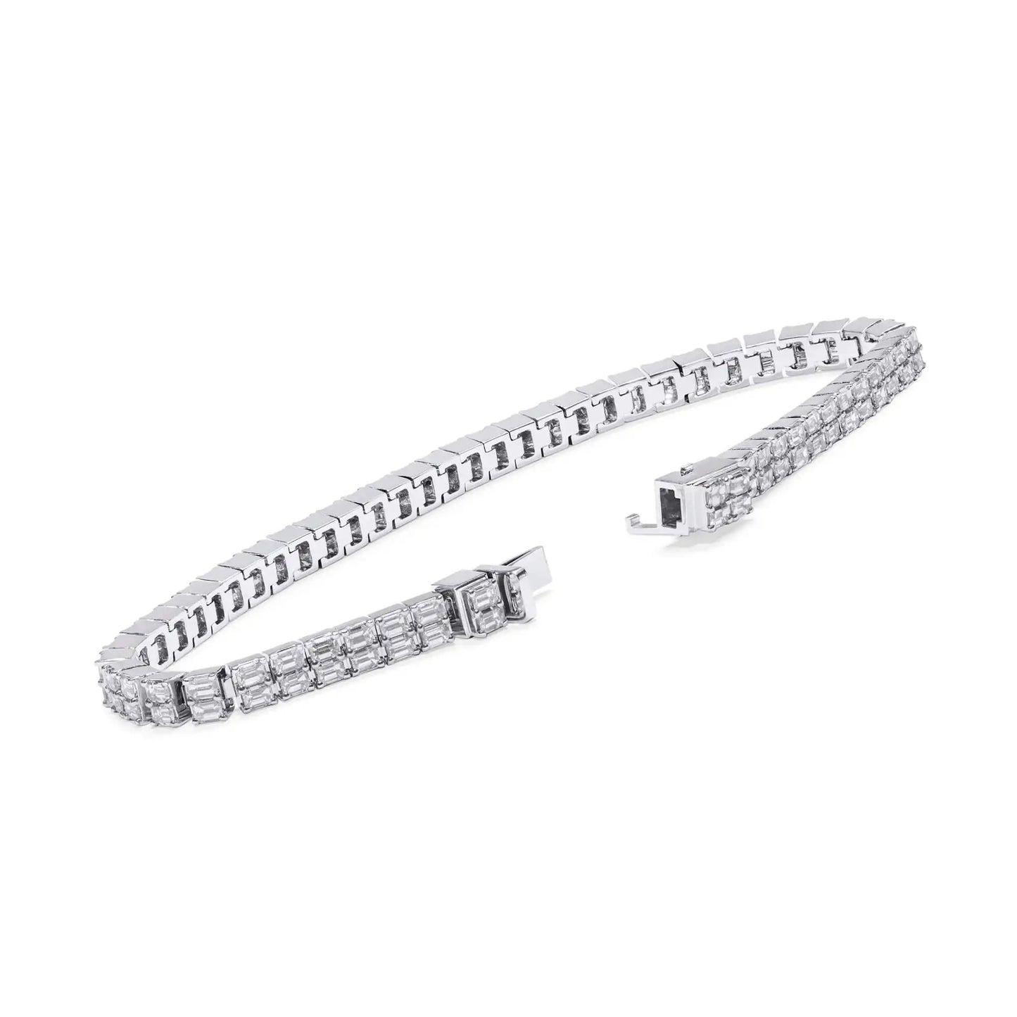 6.72ct White Emerald Cut Diamond Tennis Bracelet