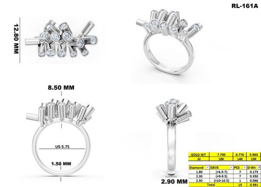 Pear Diamond Pendant, Bullet Ring , Ear Cuff , Ear Jacket