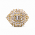 Baguette & Pave Diamond Bomb Signet Statement Ring