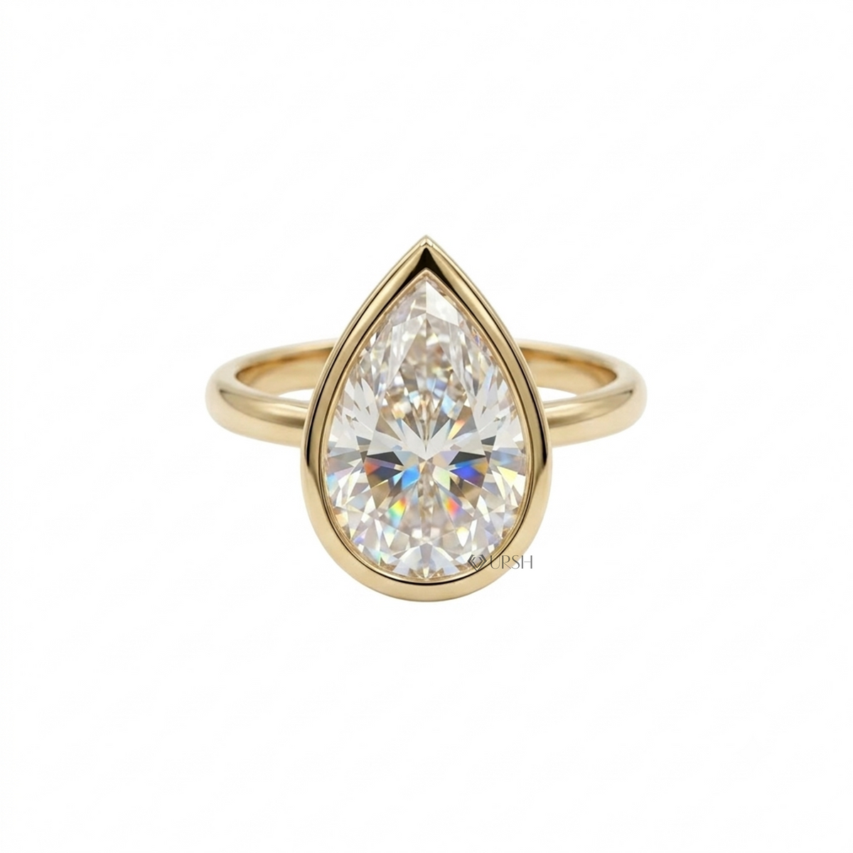 Pear Cut Diamond Bezel Set Engagement Ring