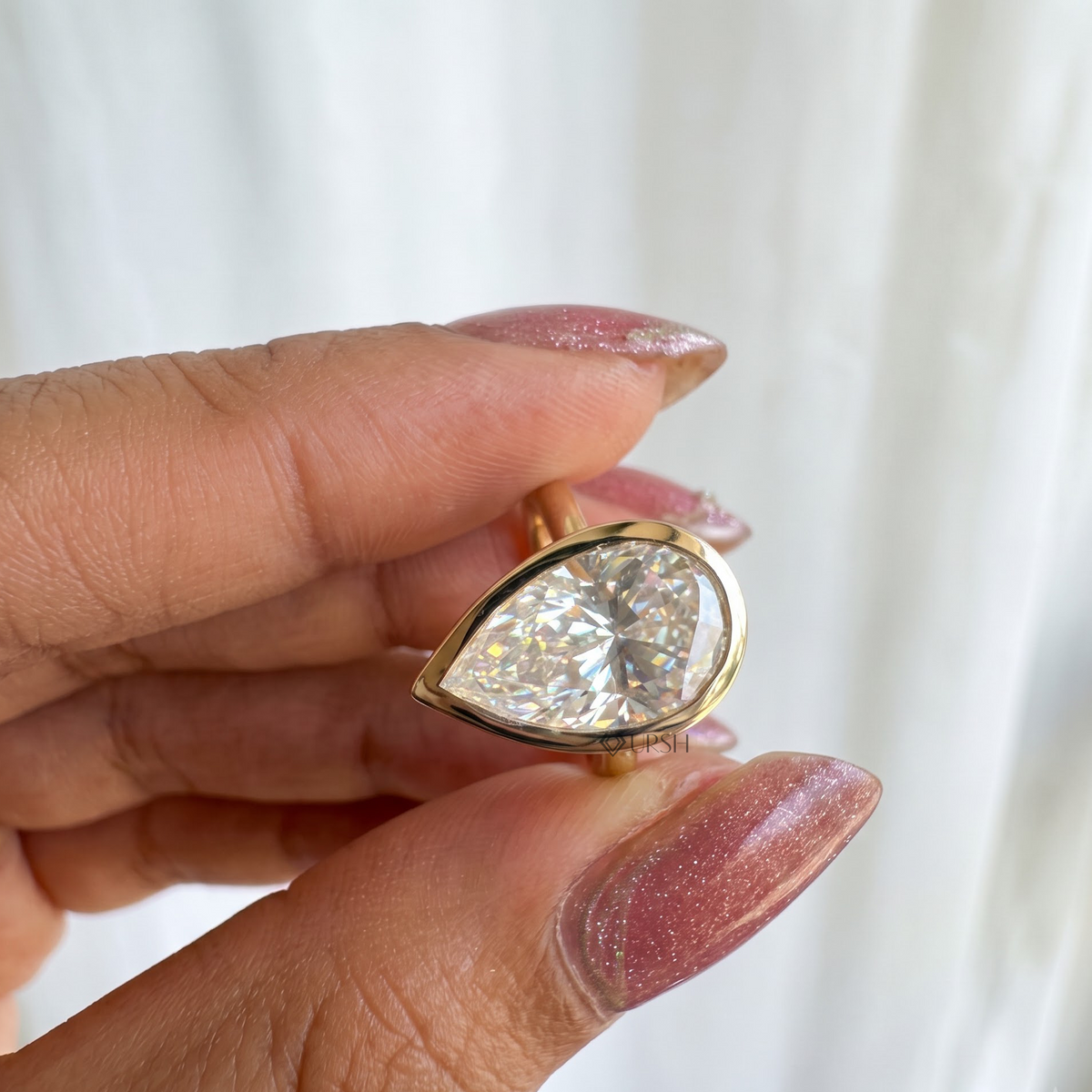 Pear Cut Diamond Bezel Set Engagement Ring