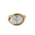 East-West Oval Diamond Floating Bezel Split Bypass Engagement Ring