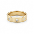Flush Set Diamond Flat Cigar Wedding Band Gypsy Set