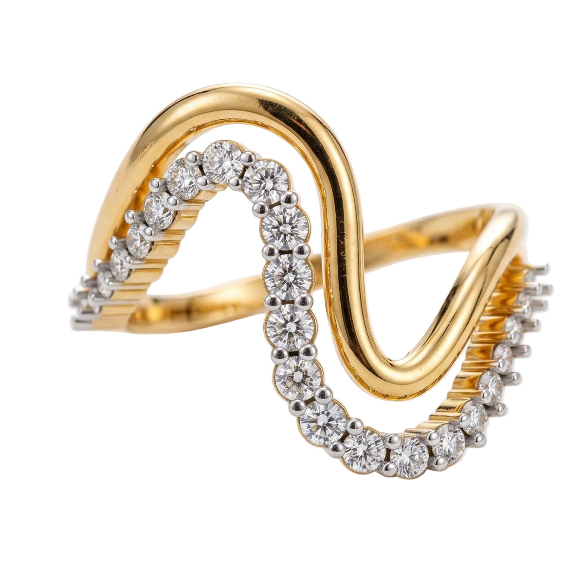 Double Wave Pavé Diamond Statement Ring