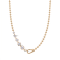 Graduated Bezel Diamond Ball Bead Chain Necklace