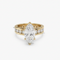 East-West Marquise Lab Grown Diamond Engagement Ring Channel Band