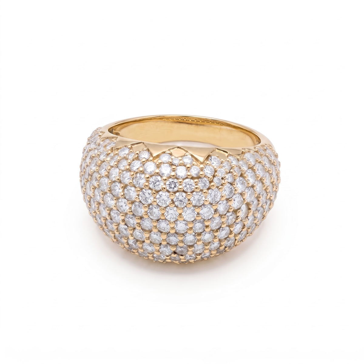 Micro-Pave Bomb Dome Ring / Chunky Gold Statement Ring