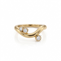 Asymmetrical Wave Lab-Grown Diamond Bezel Ring Sculptural Contour Dewdrop Band