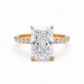 Radiant Cut Solitaire Engagement Ring with Pavé Band Hidden Halo
