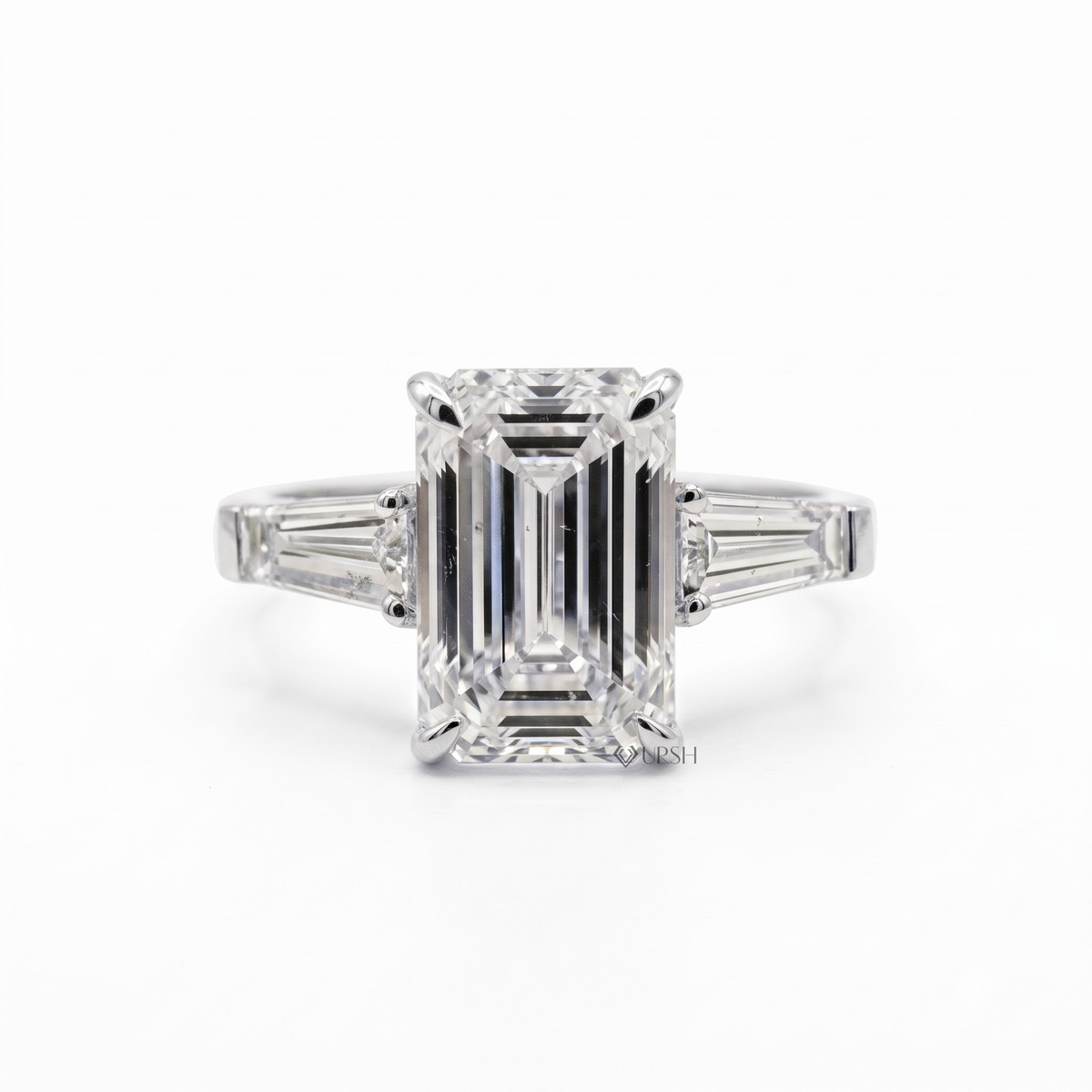 3 Carat Emerald Cut Lab-Grown Diamond Three-Stone Engagement Ring