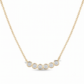 Curved Bezel Diamond Bar Pendant Necklace