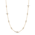Bezel Set Oval Cut Diamond Station Cable Chain Necklace