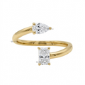Radiant & Pear Cut Diamond Toi et Moi Bypass Ring