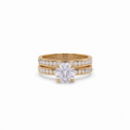 Diamond Bridal Set French Pave Solitaire Engagement Ring With Matching Wedding Band