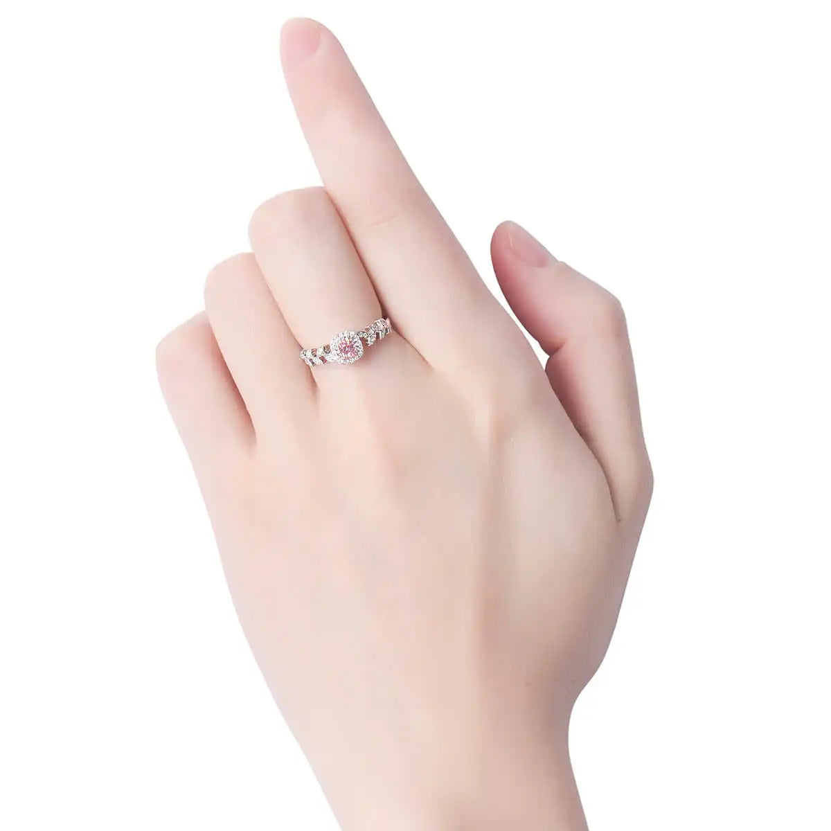 0.32 Radiant Cut Fancy-Colored Pink Diamond Ring