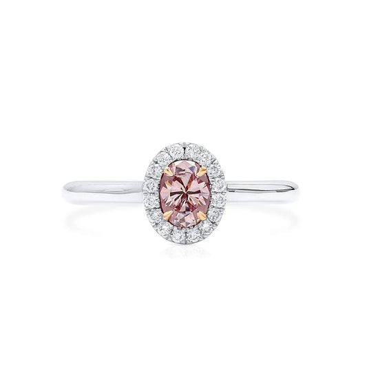 0.49ct Oval Cut Fancy Pink Diamond Ring
