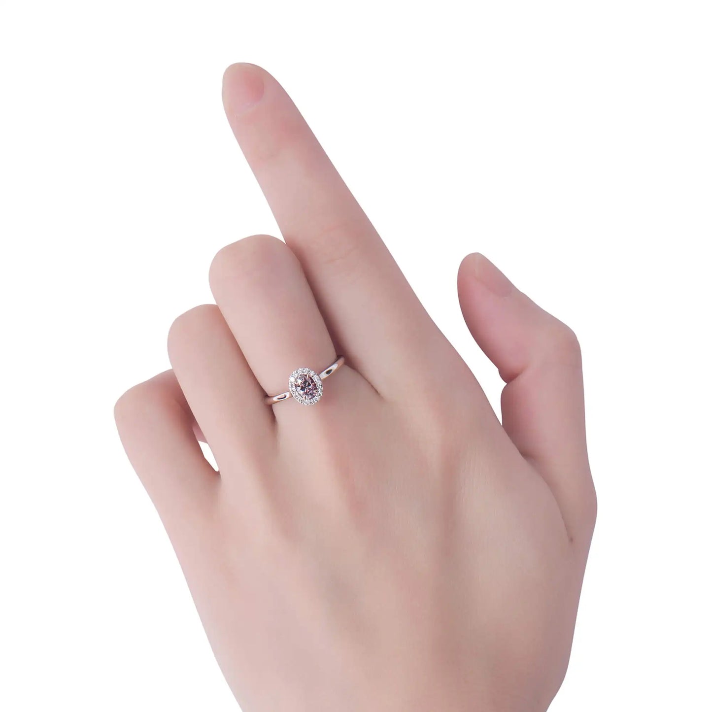 0.49ct Oval Cut Fancy Pink Diamond Ring