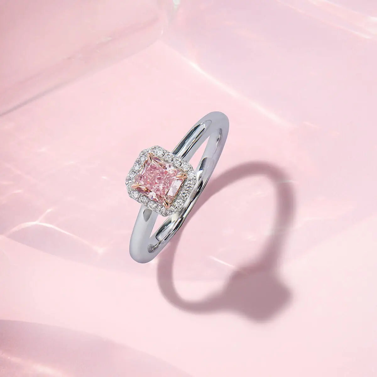0.75 Radiant Cut Fancy-Colored Light Pink Diamond Ring
