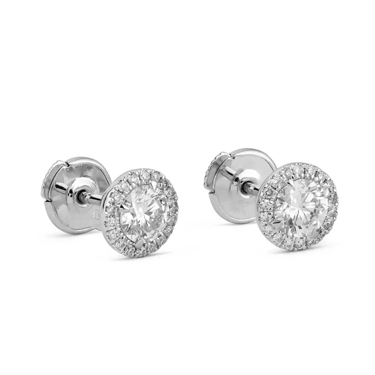 0.76ct White Round Cut Diamond Stud Earring