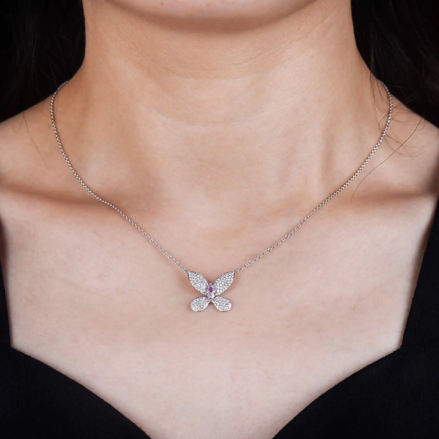 0.80ct Fancy Light Pink Diamond Necklace