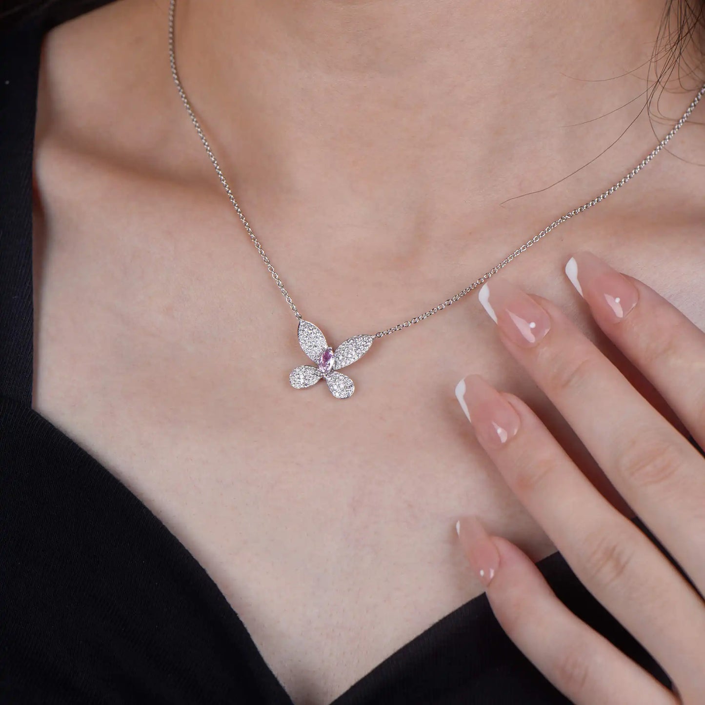 0.80ct Fancy Light Pink Diamond Necklace