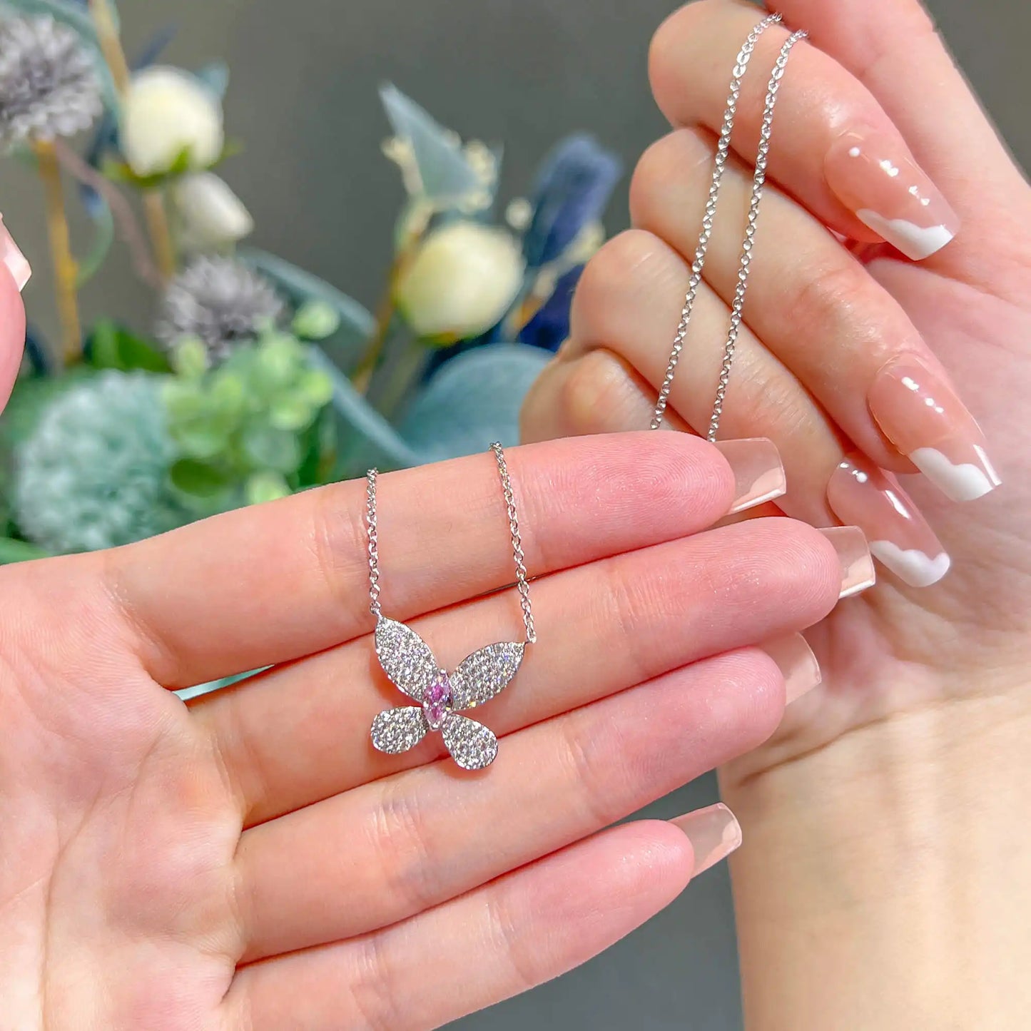 0.80ct Fancy Light Pink Diamond Necklace