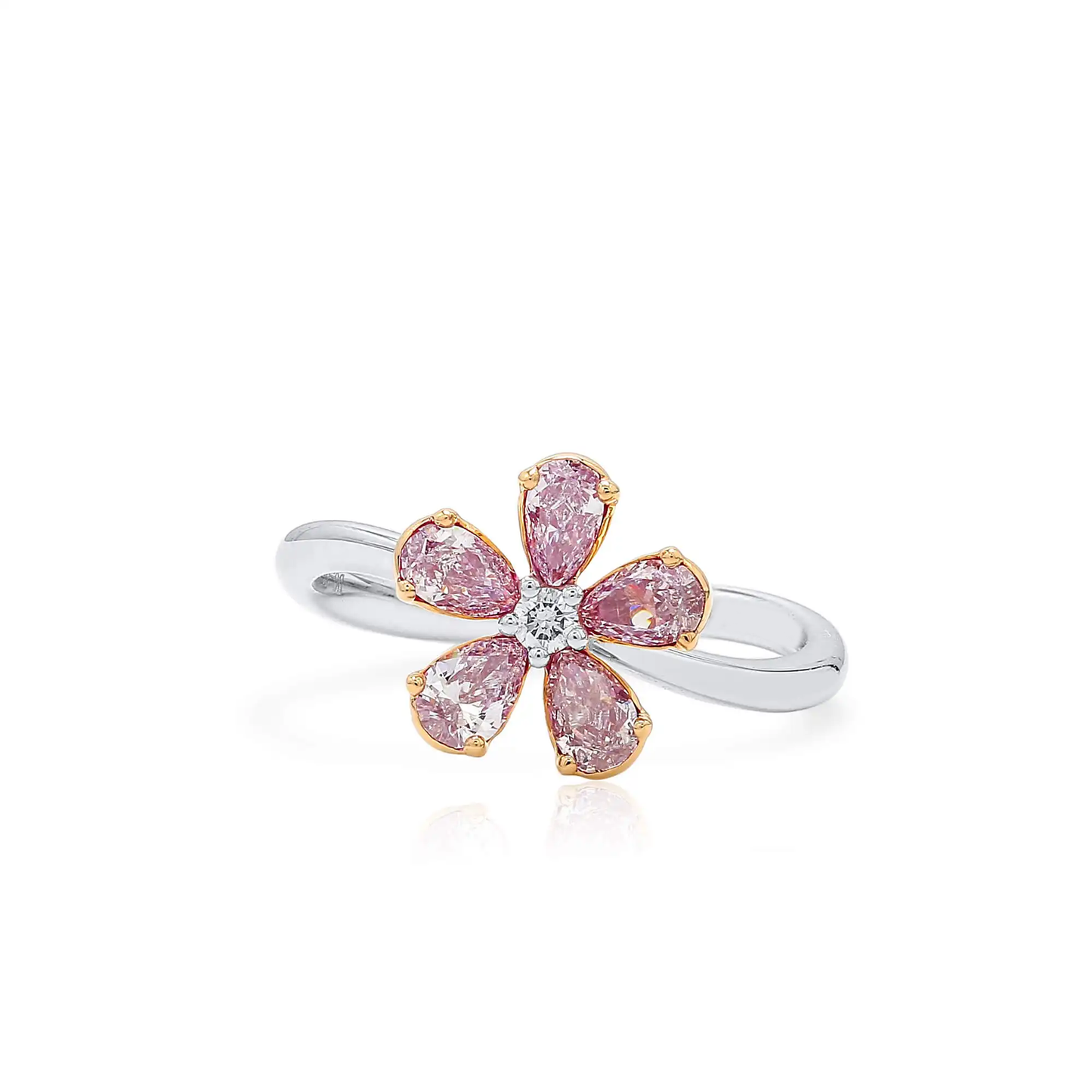 0.83ct Pear Cut Fancy Pink Diamond Ring