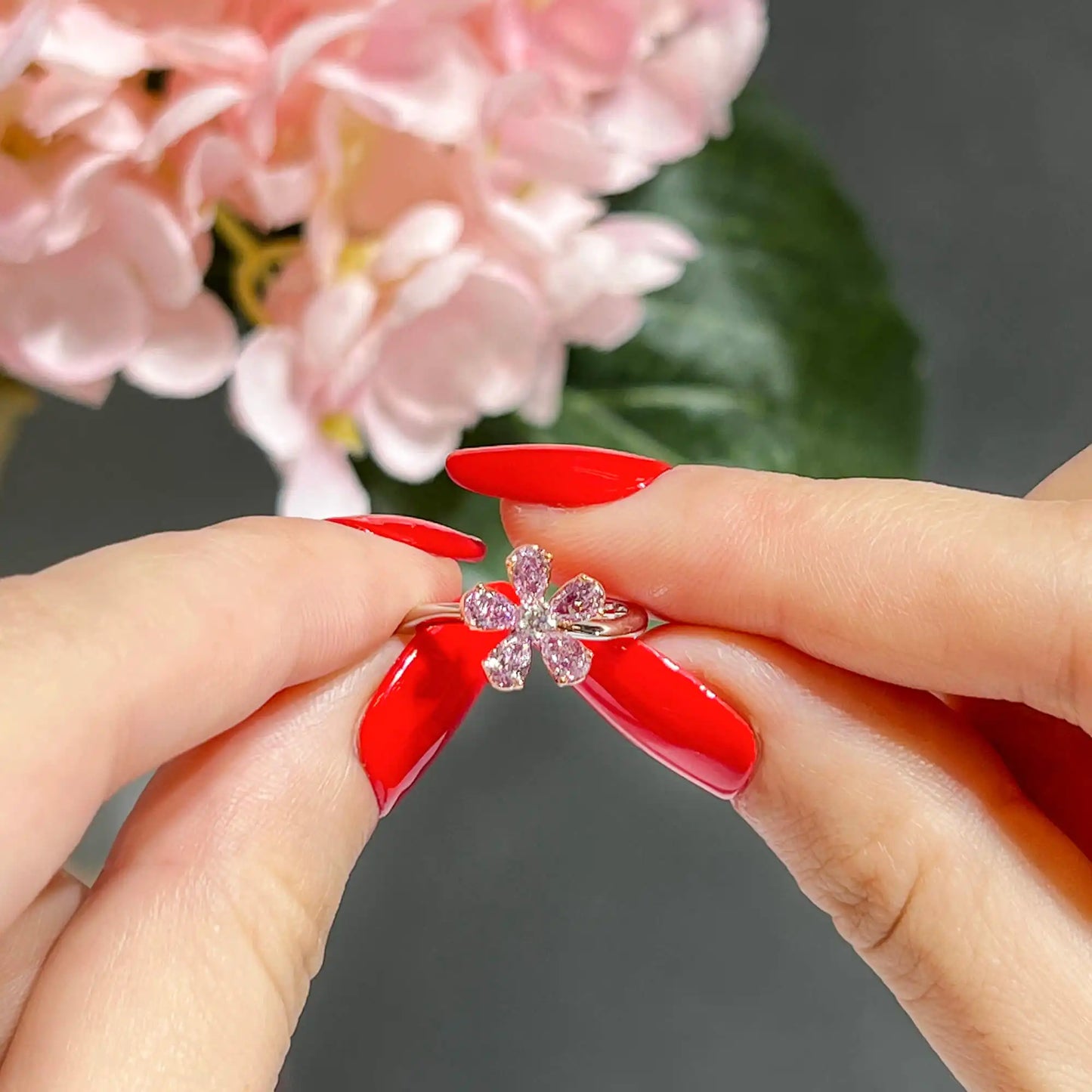 0.83ct Pear Cut Fancy Pink Diamond Ring