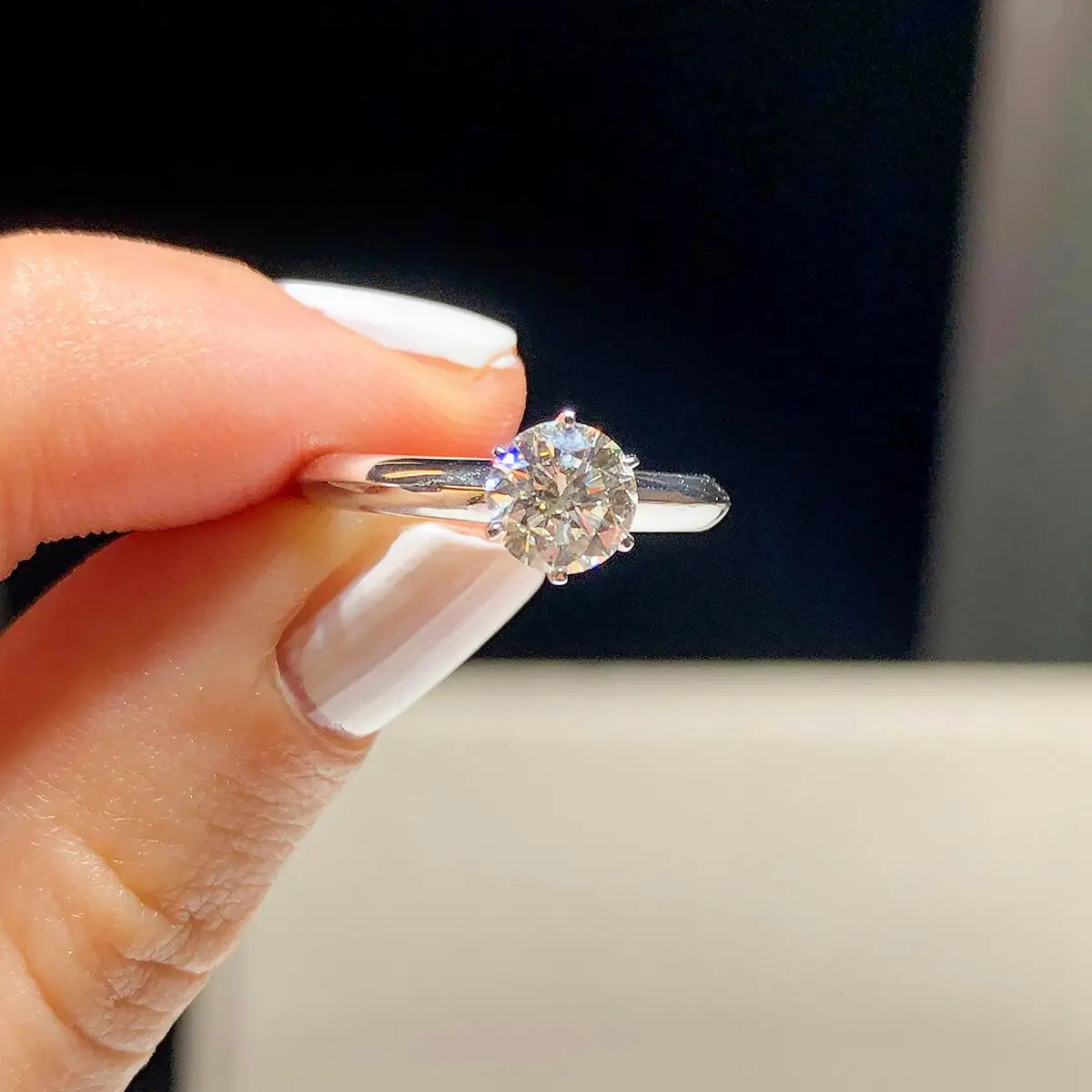 0.89ct Round Brillant Cut White Diamond Ring