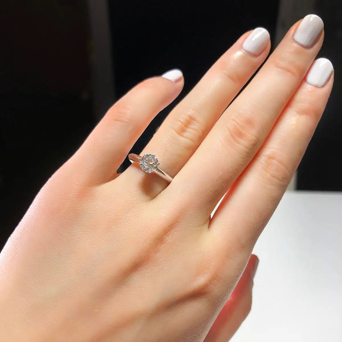 0.89ct Round Brillant Cut White Diamond Ring