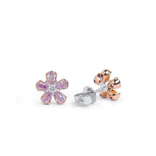 Orecchino con diamante taglio pera rosa chiaro da 0,97 ct
