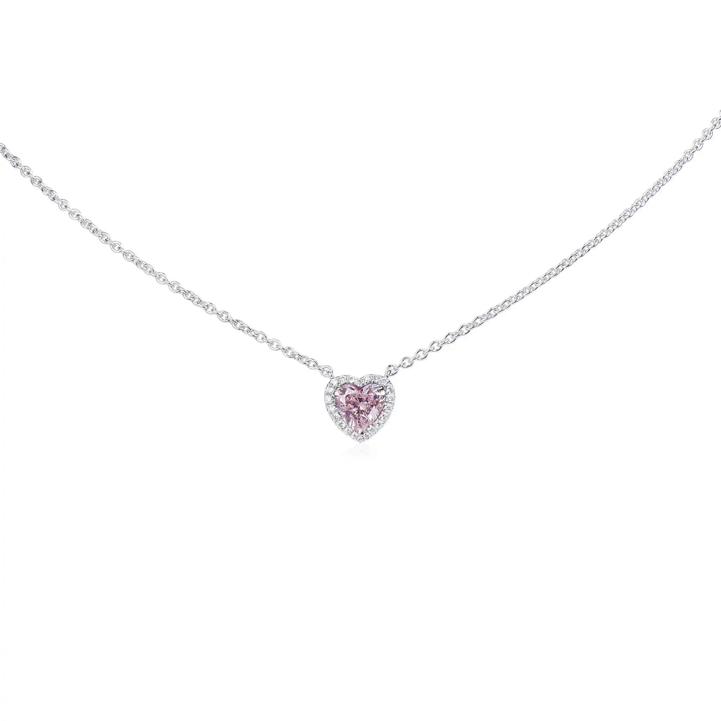 0.77ct Fancy Pink Heart Shape Diamond Necklace