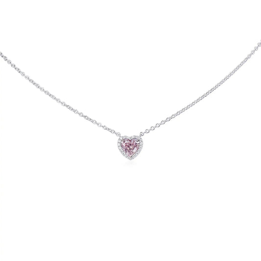 0.77ct Fancy Pink Heart Shape Diamond Necklace
