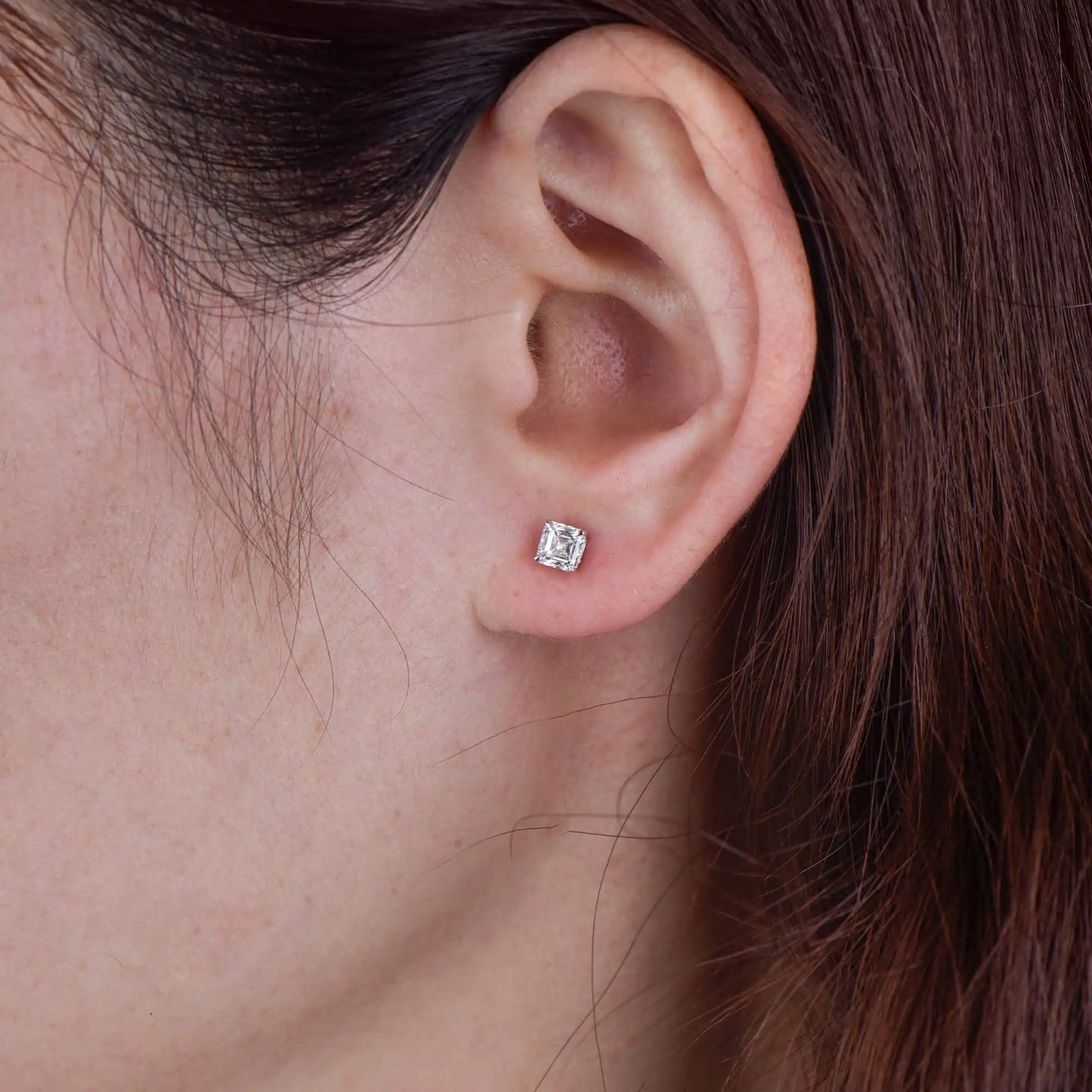 1.00ct White Cushion Cut Diamond Stud Earring