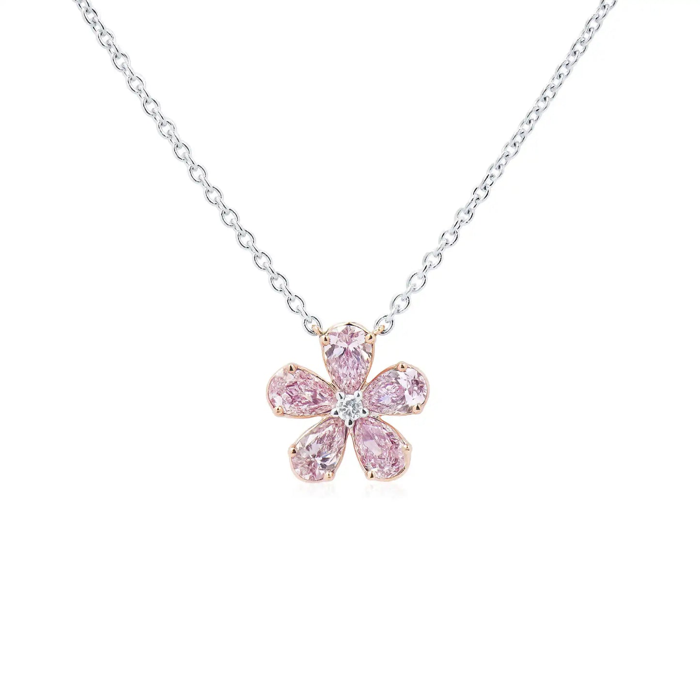 1.09ct Fancy Pink Pear Shape Diamond Necklace