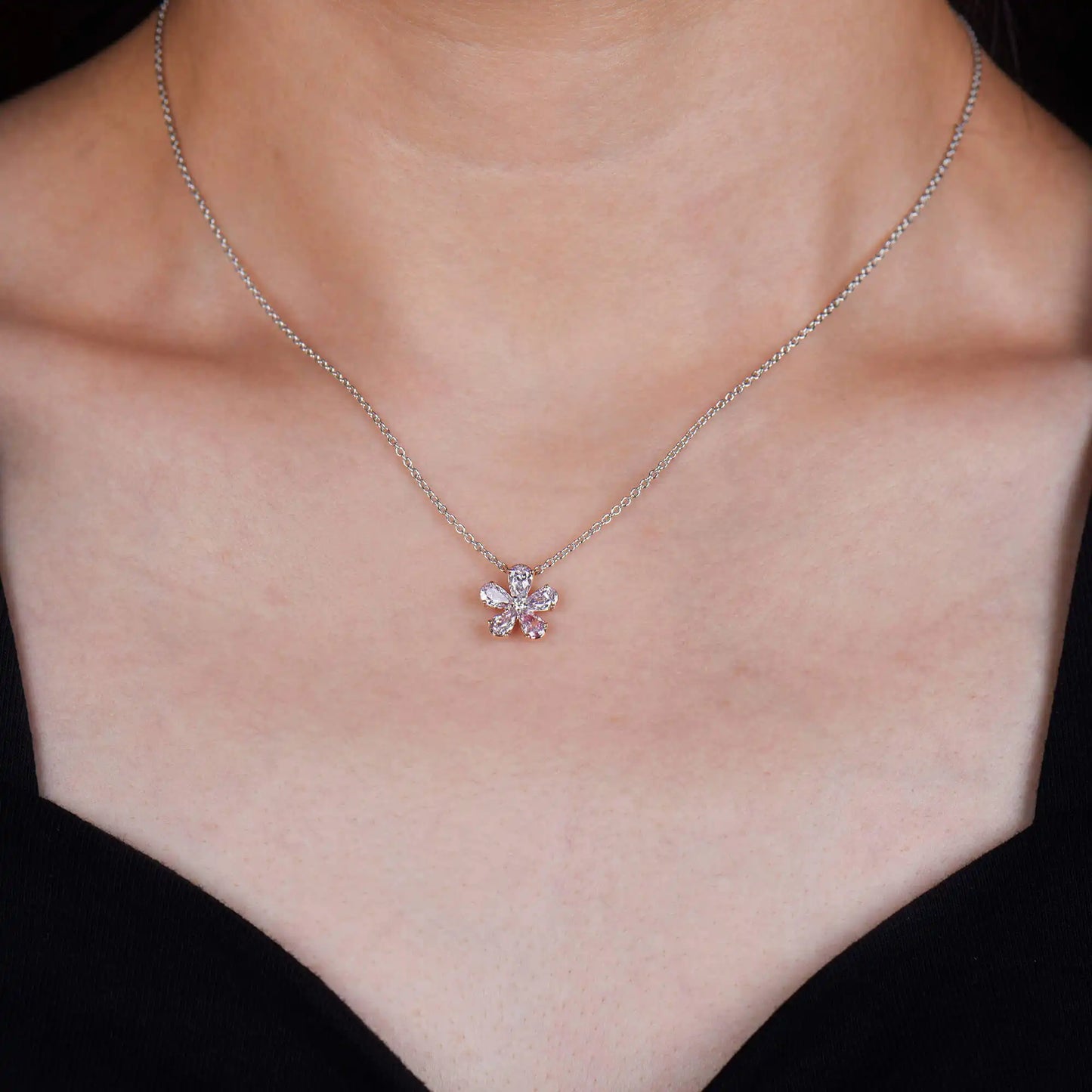 1.09ct Fancy Pink Pear Shape Diamond Necklace