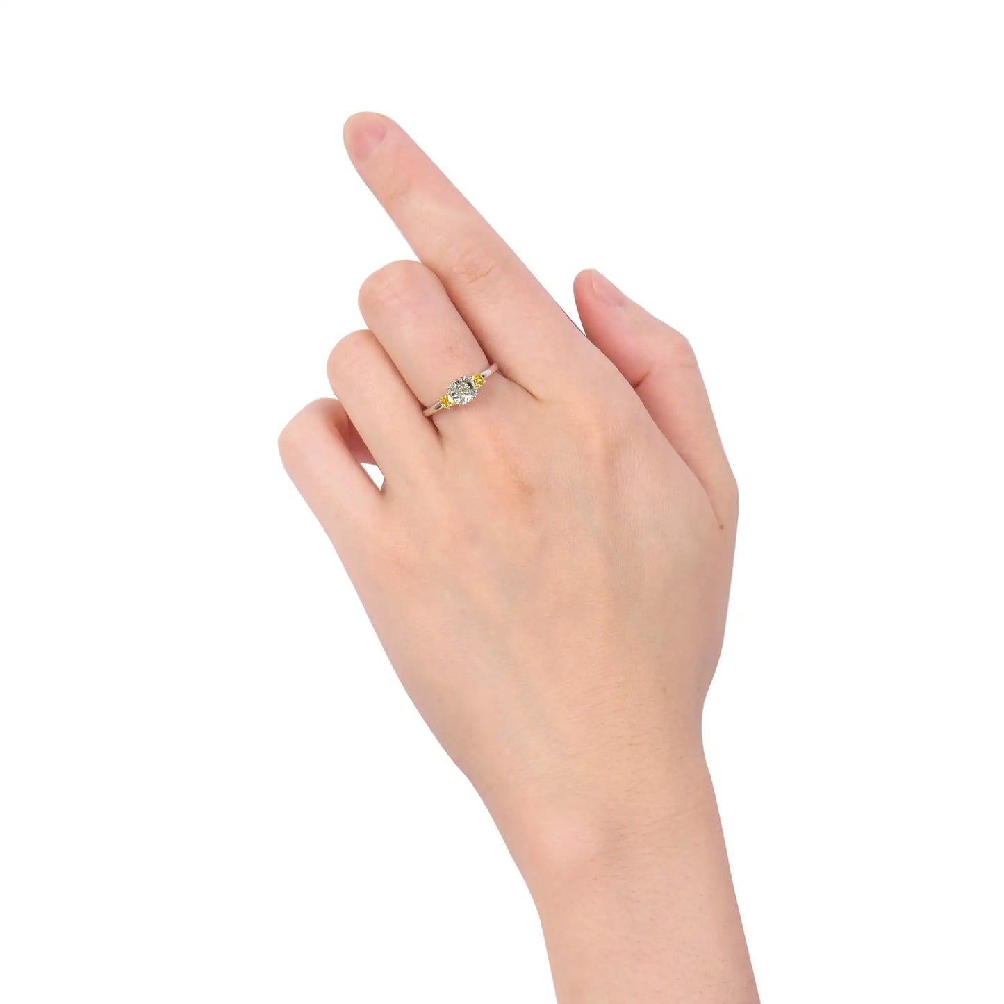 1.19 Radiant Cut Fancy-Colored Yellow & Green Diamond Ring