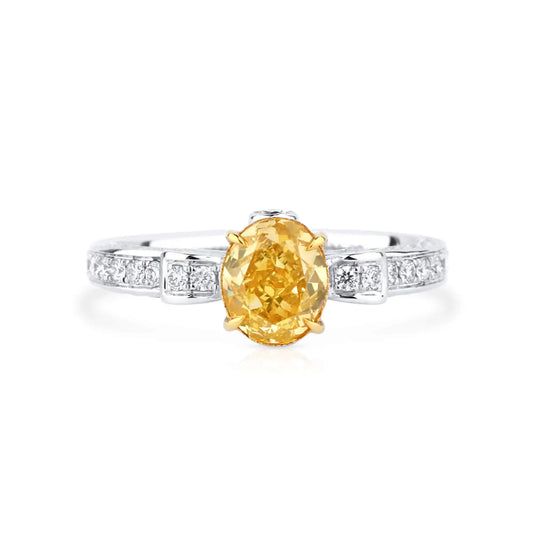 1.31ct Oval Cut Fancy Yellow Diamond Ring