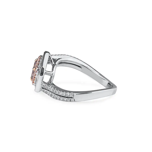 Anello con diamante viola grigio taglio smeraldo da 1,33 ct