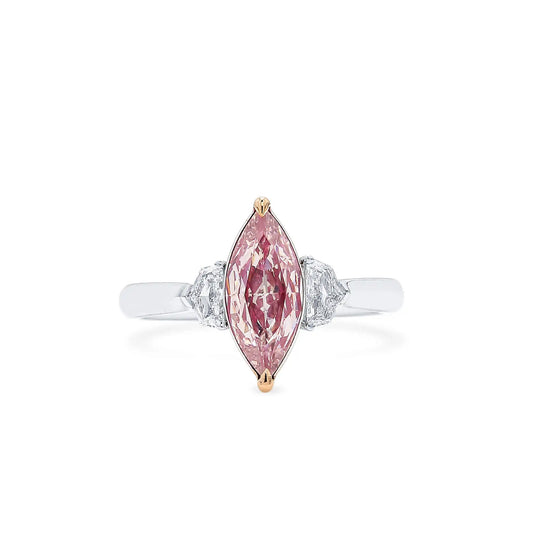 1.35ct Marquise Cut Light-Pink Diamond Ring