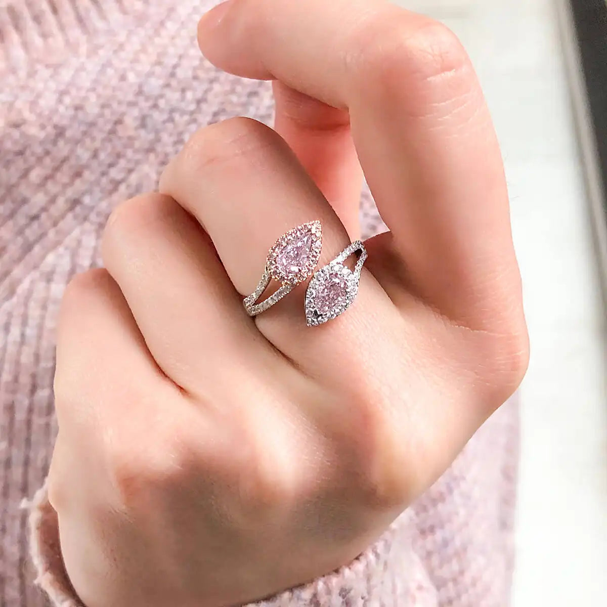 1.43ct Pear Cut Fancy Light Pink Diamond Ring