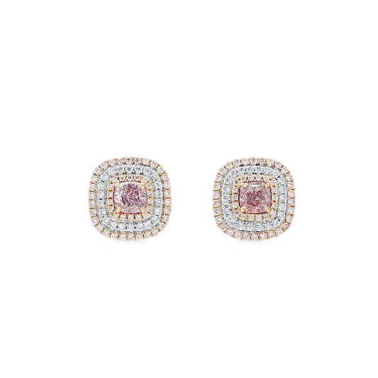 1.60ct Light Pink Cushion Cut Diamond Earring