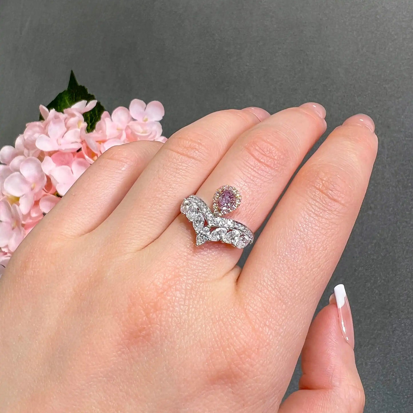 1.68ct Fancy Purplish Pink Diamond Ring