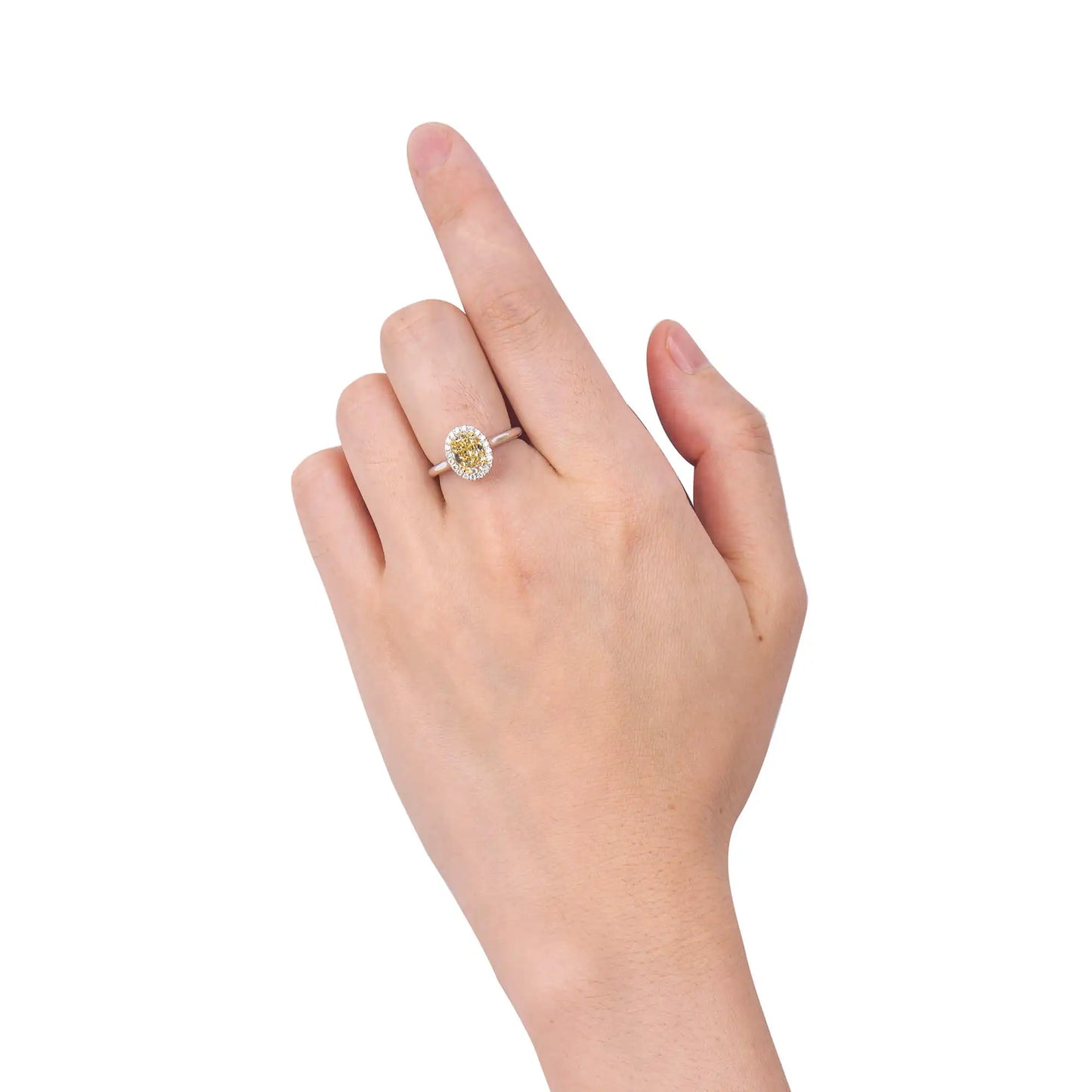 1.71カラット オーバルカット ファンシーイエローダイヤモンドリング