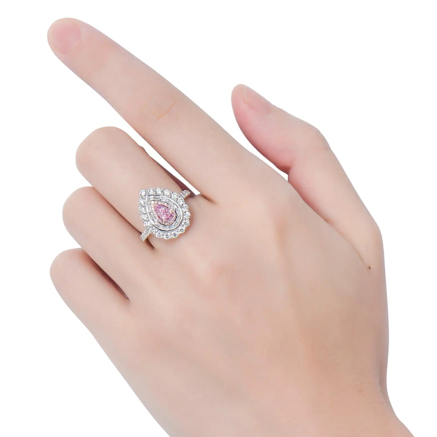 1.93ct Pear Cut Fancy light Pink Diamond Ring